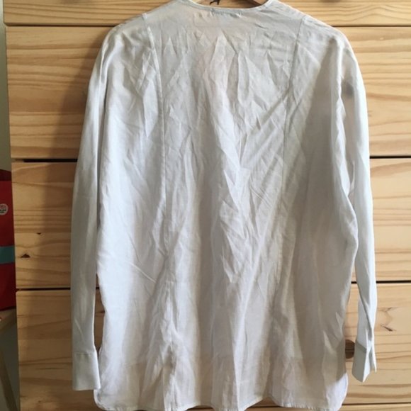 James Perse semi-sheer silk blend boxy relaxed fit oversized button down blouse - Picture 8 of 15